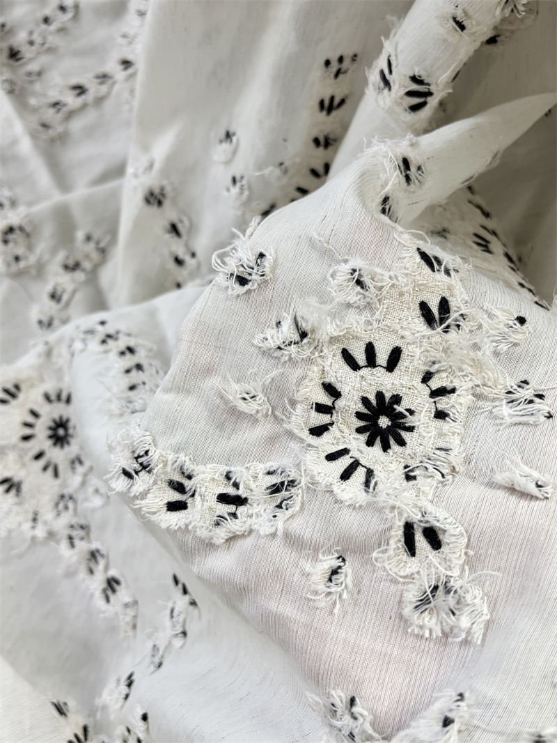 Embroidery Design 3D - ผ้าฝ้ายผสมลินินปักลาย 3 มิติ สำหรับนักออกแบบแฟชั่น, ชุดเดรส, เสื้อเชิ้ต,