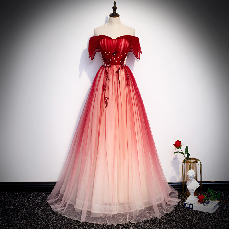 Embroidery Gradient - ชุดเดรสเกาะอกสำหรับเจ้าสาว ปี 2026 รุ่นใหม่ สไตล์ฤดูร้อน ยาว