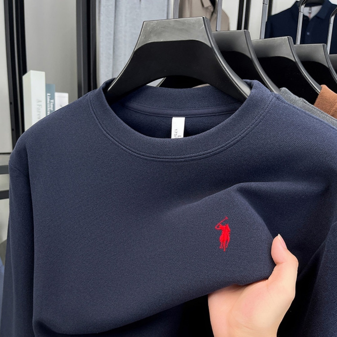 Embroidery Men Shirt - เสื้อโปโลแขนยาวผู้ชายแบรนด์หรู ผ้าฝ้ายแท้ 100% สำหรับฤดูใบไม้ร่วงและฤดูหนาว แฟชั่นหรูหรา ปักลาย