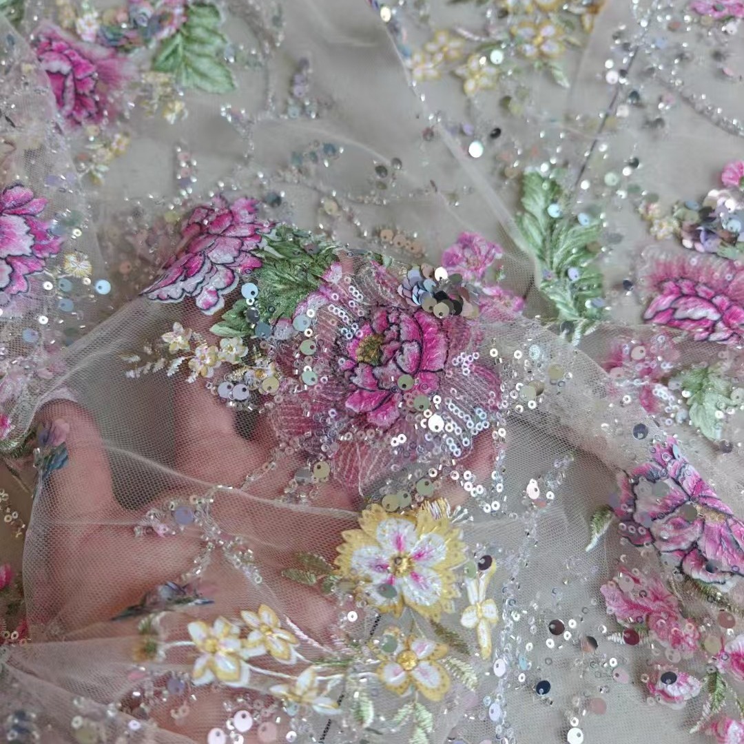 Embroidery Gradient - ผ้าลูกไม้ปักลายหรูหรา กว้าง 1 เมตร 120 ซม.