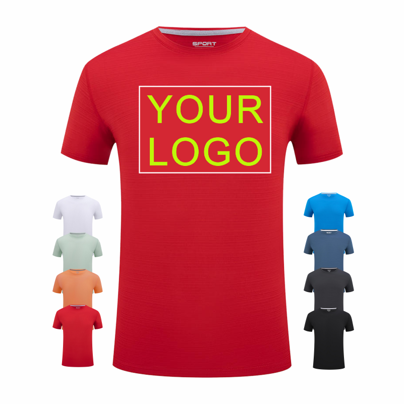 Embroidery Men Shirt - โลโก้ที่กําหนดเองเสื้อยืดแขนสั้นคอกลมแห้งเร็วกีฬาวิ่งระบายอากาศด้านบนพิมพ์เสื้อผ้าเย็บปักถักร้อย