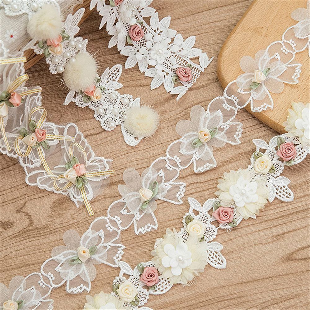 Embroidery Design 3D - ลูกไม้ปักลายดอกไม้ 3 มิติ วัสดุลูกไม้ปักลายดอกไม้ ดีไซน์สำหรับตกแต่ง อุปกรณ์เสริมงานเย็บปักถักร้อย
