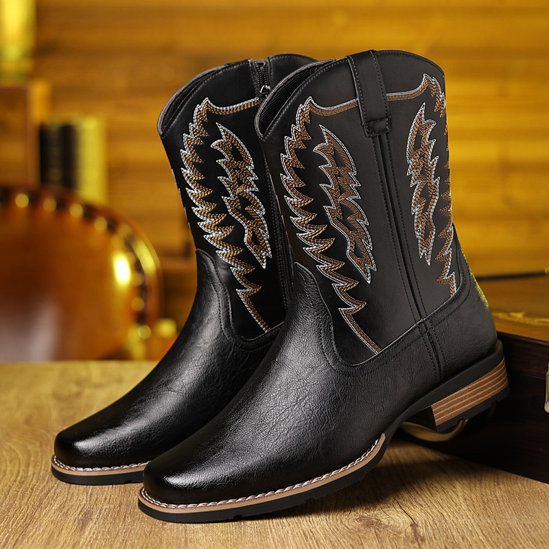 รองเท้าบูทคาวบอยสไตล์ตะวันตกแบ - Embroidery On Leather บทวิจารณ์และราคา