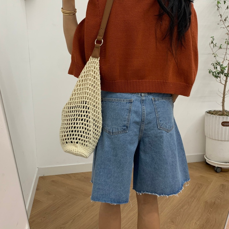 กางเกงยีนส์ขาสั้นทรงหลวมสไตล์  - Embroidery Jeans บทวิจารณ์และราคา