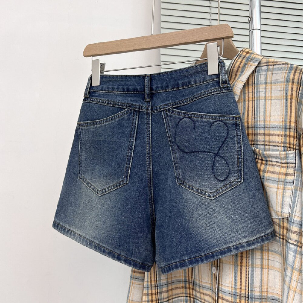 กางเกงยีนส์ขาสั้นปักลายวินเทจส - Embroidery Jeans บทวิจารณ์และราคา