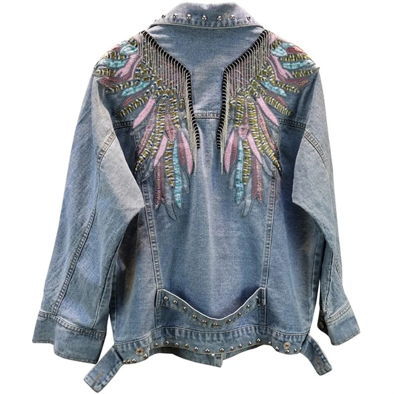 แจ็กเก็ตยีนส์แขนยาวสำหรับผู้หญ - Embroidery Jeans บทวิจารณ์และราคา