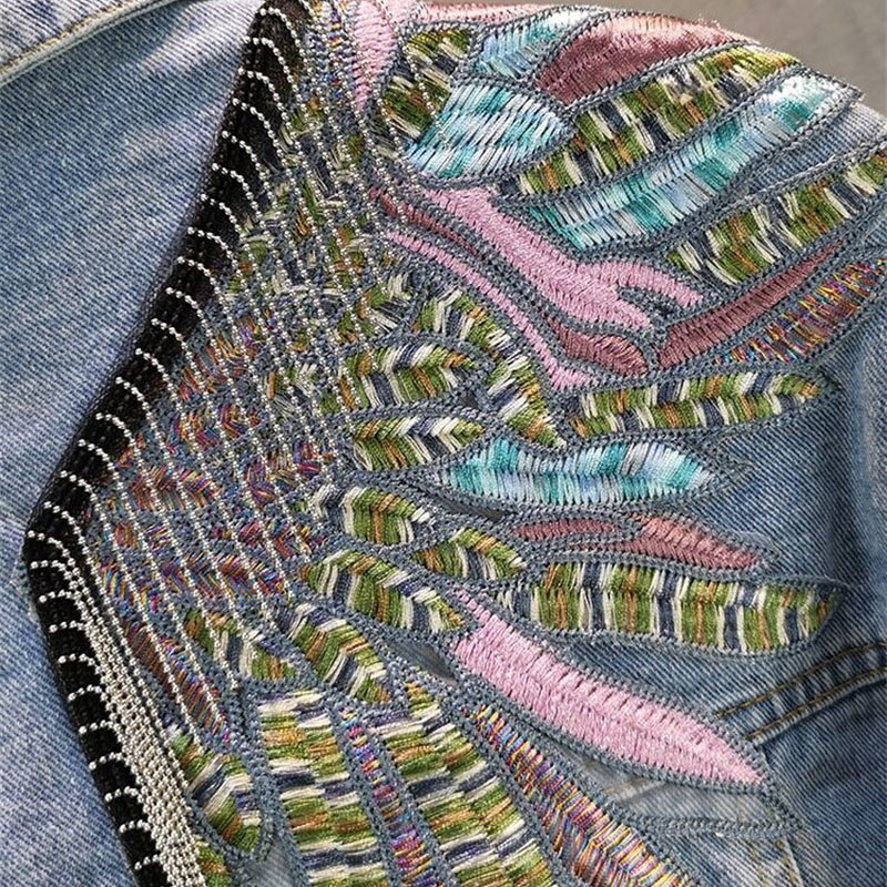 แจ็กเก็ตยีนส์แขนยาวสำหรับผู้หญ - Embroidery Jeans บทวิจารณ์และราคา
