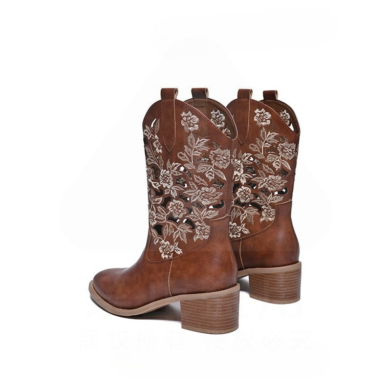 รองเท้าผู้หญิงสไตล์เรโทร รองเท - Embroidery On Leather บทวิจารณ์และราคา