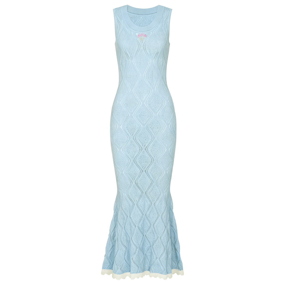 เดรสยาวถักนิตติ้งสำหรับผู้หญิง - Embroidery Yellow Dress บทวิจารณ์และราคา