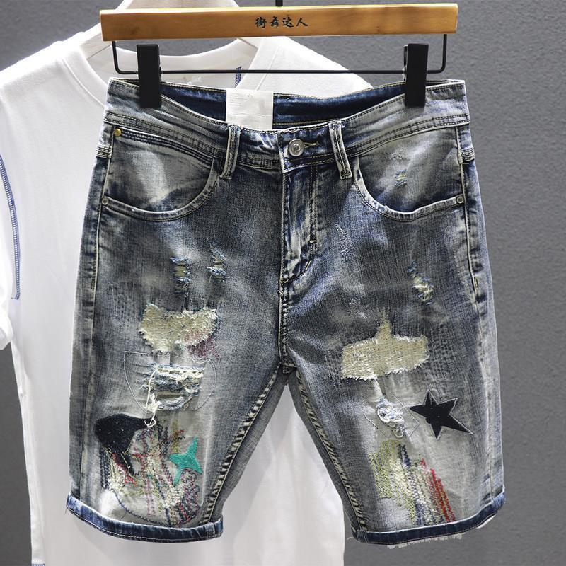 กางเกงยีนส์ขาสั้นสำหรับผู้ชายม - Embroidery Jeans บทวิจารณ์และราคา