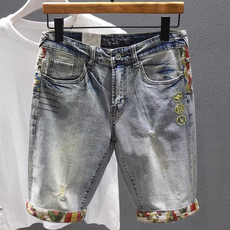 กางเกงยีนส์ขาสั้นสำหรับผู้ชายม - Embroidery Jeans บทวิจารณ์และราคา