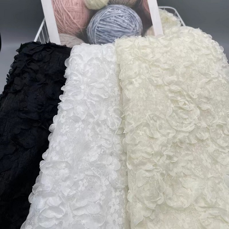 ผ้าลูกไม้ตาข่ายปักลายดอกไม้ 3  - Embroidery Design 3D บทวิจารณ์และราคา