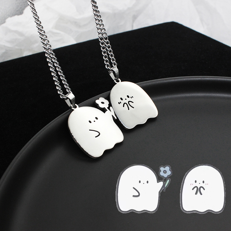 สร้อยคอคู่สแตนเลสแมวสีดำและสีข - Embroidery Chain Stitch บทวิจารณ์และราคา